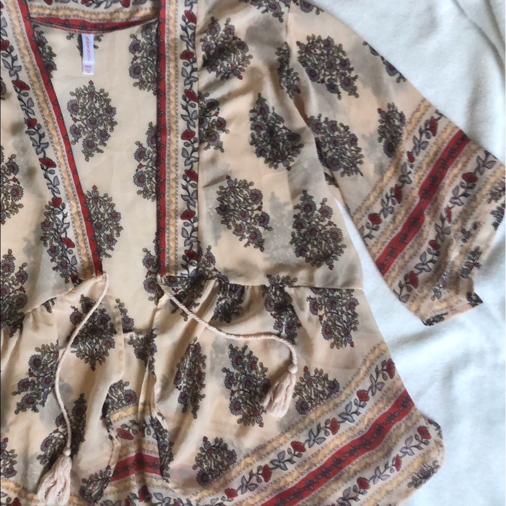 Sheer Peachy-Pink Floral Kimono, Size Small